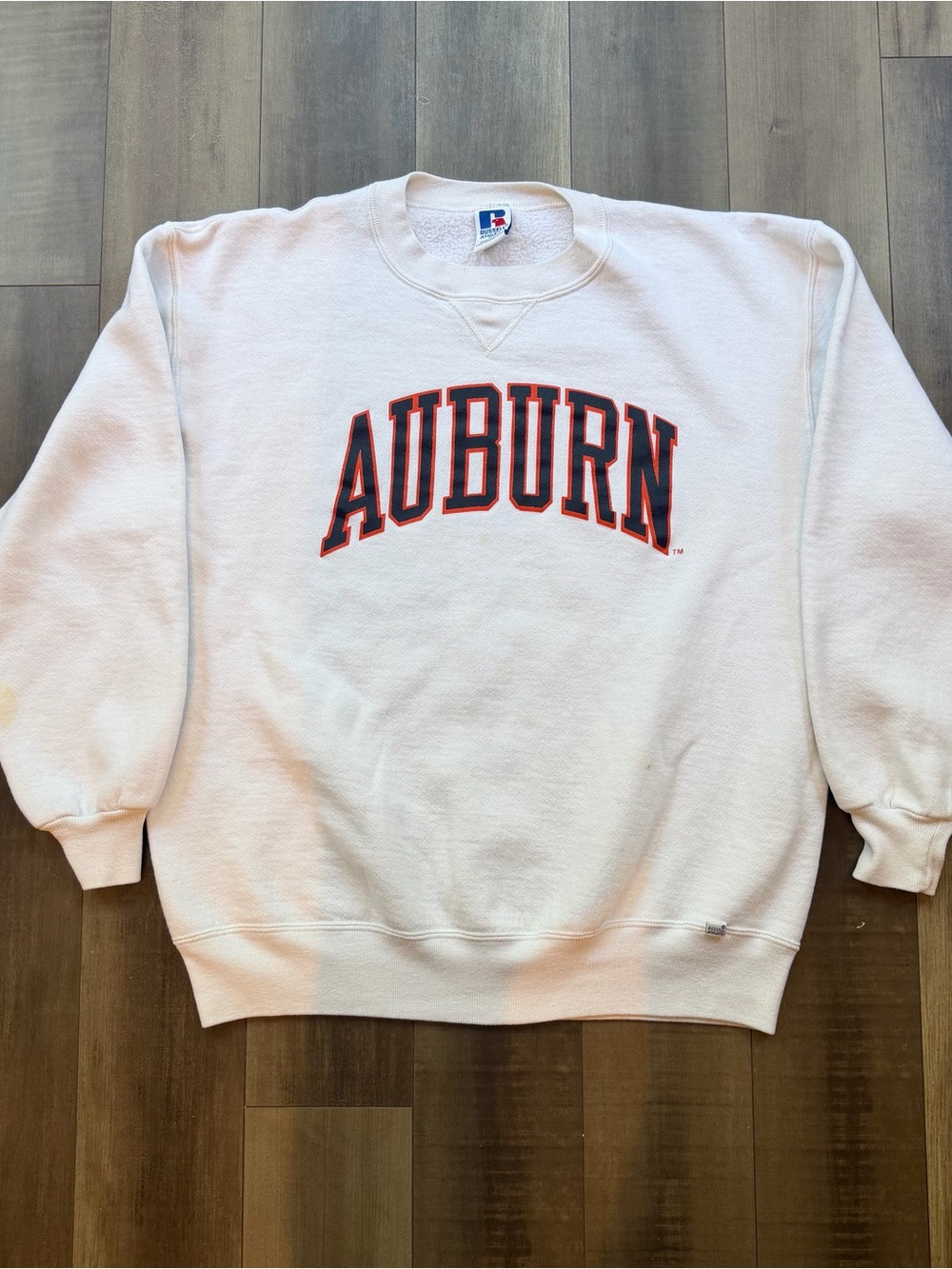 Vintage Russell Auburn University Pullover Sweatshirt 90s USA Made Fleece Sz L